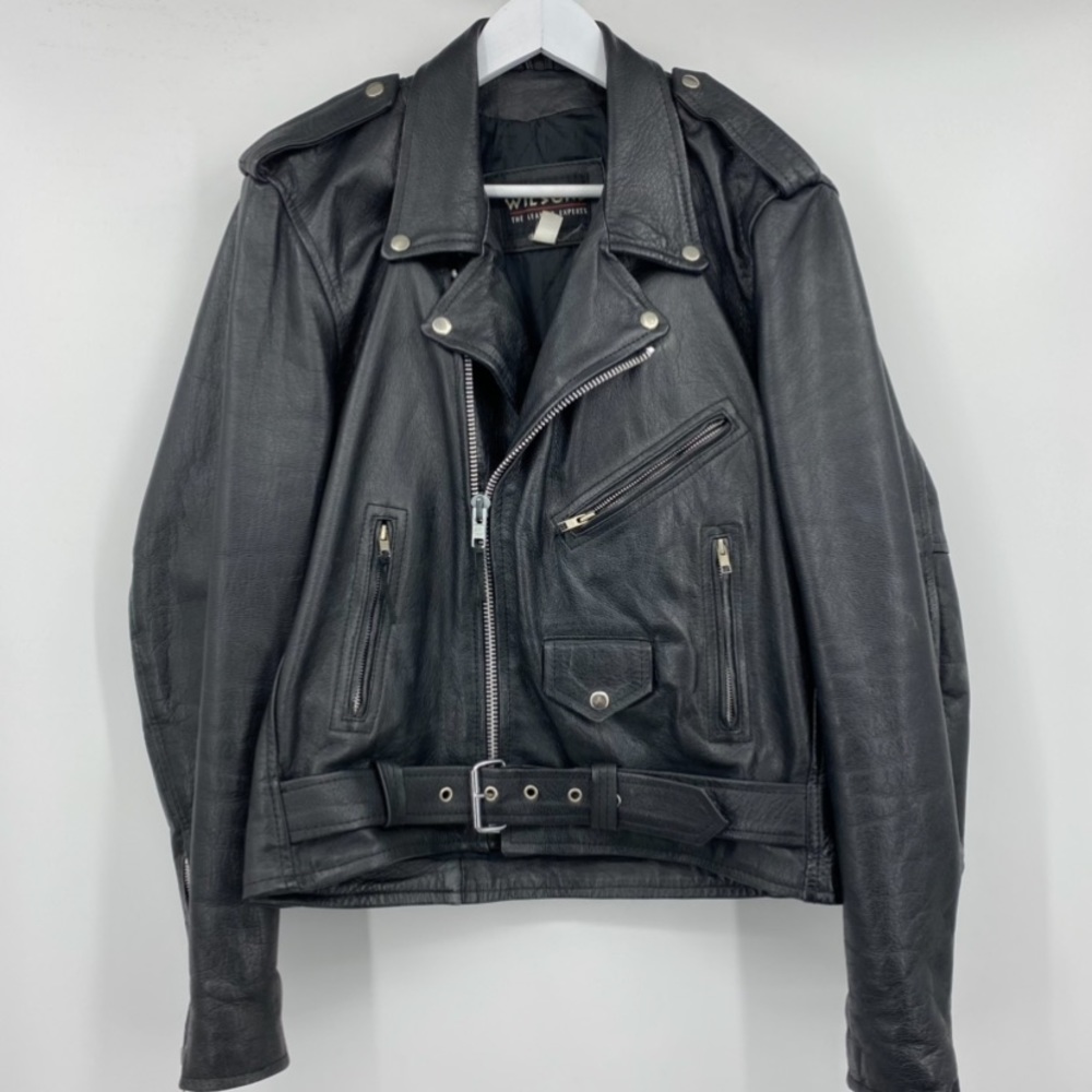 Vintage Wilsons Leather Motorcycle Biker Jacket M - Picture 2 of 8
